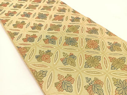 平和屋着物◎佐賀錦　六通柄袋帯　七宝菊桐文　金糸　正絹　逸品　BAAV7403yc