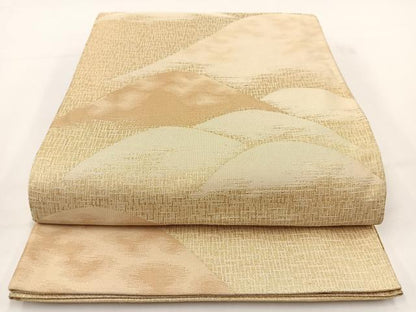 平和屋着物◎六通柄袋帯 重ね山風景文 金糸 正絹 逸品 BAAV7408yc