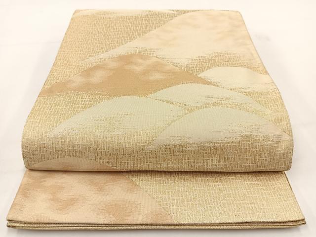 平和屋着物◎六通柄袋帯 重ね山風景文 金糸 正絹 逸品 BAAV7408yc