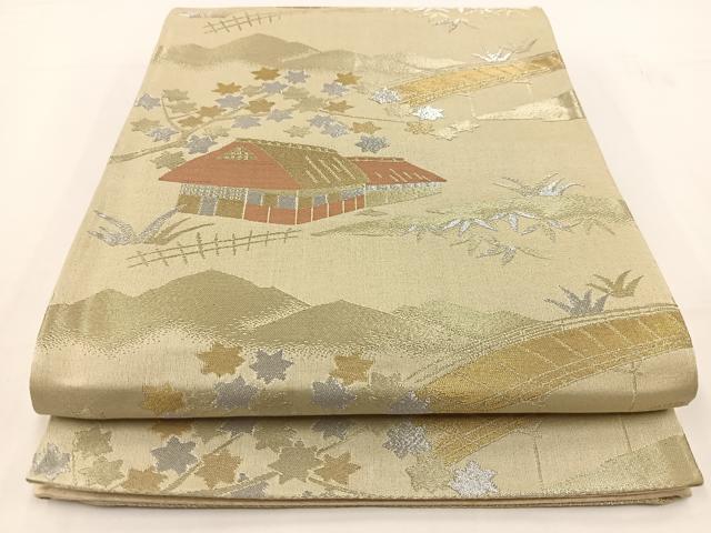 平和屋着物◎六通柄 京袋帯 御所解花文 金銀糸 正絹 逸品 BAAV7412yc