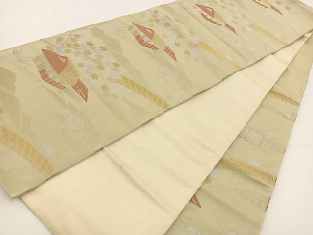 平和屋着物◎六通柄 京袋帯 御所解花文 金銀糸 正絹 逸品 BAAV7412yc