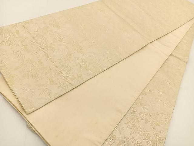 平和屋着物◎全通柄袋帯 草花文 金糸 正絹 逸品 BAAV7414yc