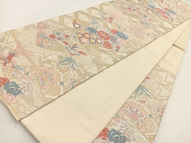 平和屋着物◎六通柄袋帯 唐織 立扇彩華文 金銀糸 正絹 逸品 BAAV7417yc