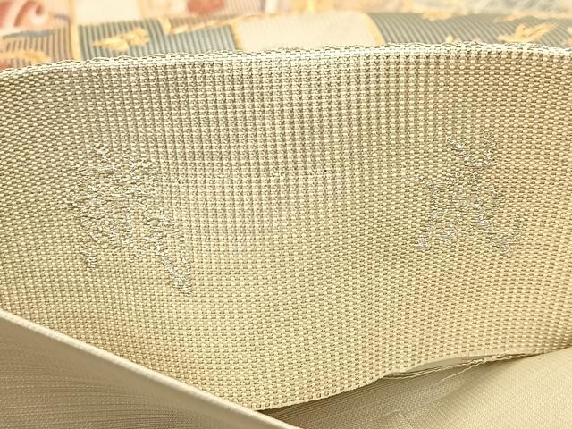 平和屋着物◎六通柄袋帯　唐織　織成　飛鶴短冊吉祥花文　金銀糸　正絹　逸品　BAAV7420yc