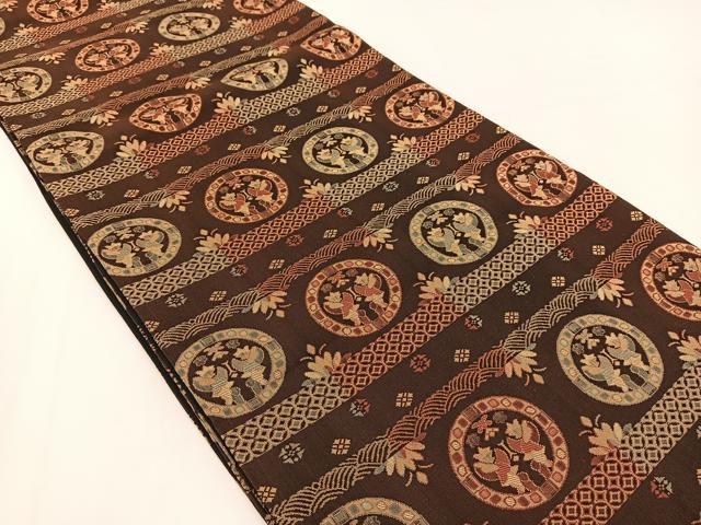平和屋着物◎全通柄袋帯 花丸文 正絹 逸品 BAAV7425yc
