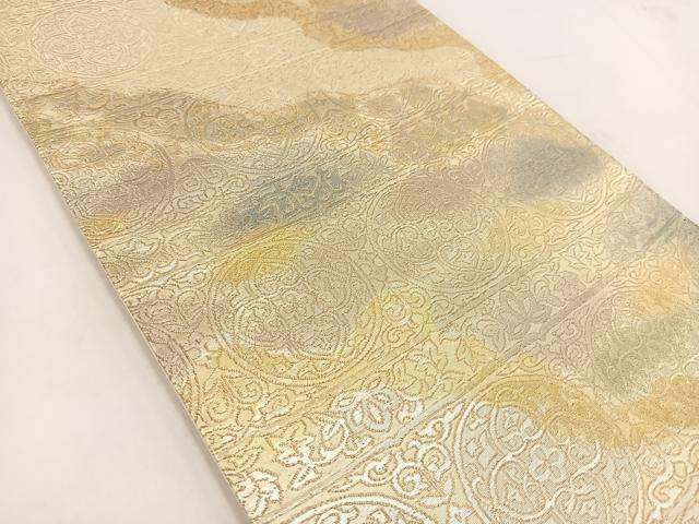 平和屋着物◎六通柄袋帯　道長花丸文　金銀糸　正絹　逸品　BAAV7441yc