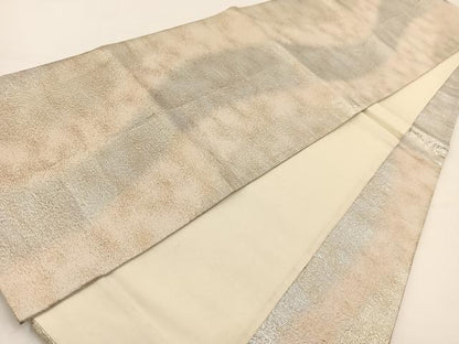 平和屋着物◎六通柄袋帯 倭文布 霞文 金銀糸 正絹 逸品 BAAV7462yc