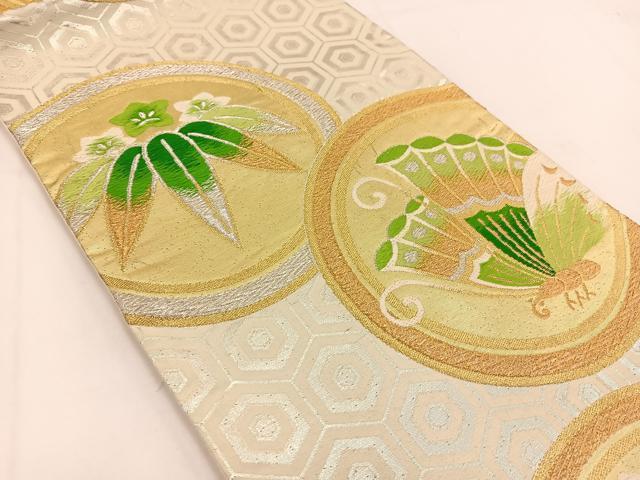 平和屋着物◎六通柄袋帯　唐織　花蝶丸文　金銀糸　正絹　逸品　BAAV7464yc