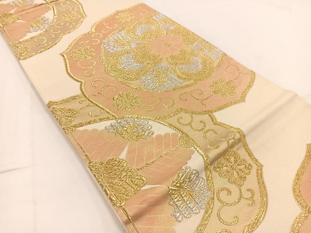 平和屋着物◎六通柄袋帯　正倉院花文　金銀糸　正絹　逸品　BAAV7465yc