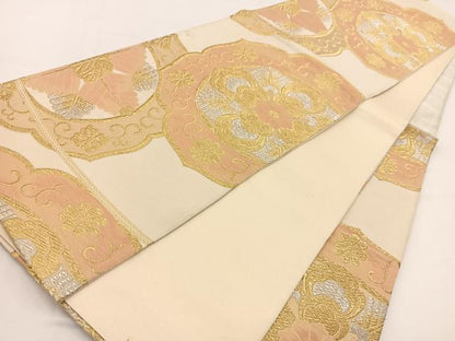 平和屋着物◎六通柄袋帯　正倉院花文　金銀糸　正絹　逸品　BAAV7465yc