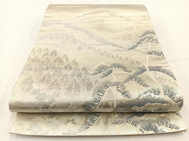 平和屋着物◎六通柄袋帯　錦袋嵯峨野　銀糸　正絹　逸品　BAAV7480yc
