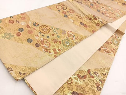 平和屋着物◎六通柄袋帯　唐織　鳳凰吉祥花蝶文　金糸　正絹　逸品　BAAV7481yc