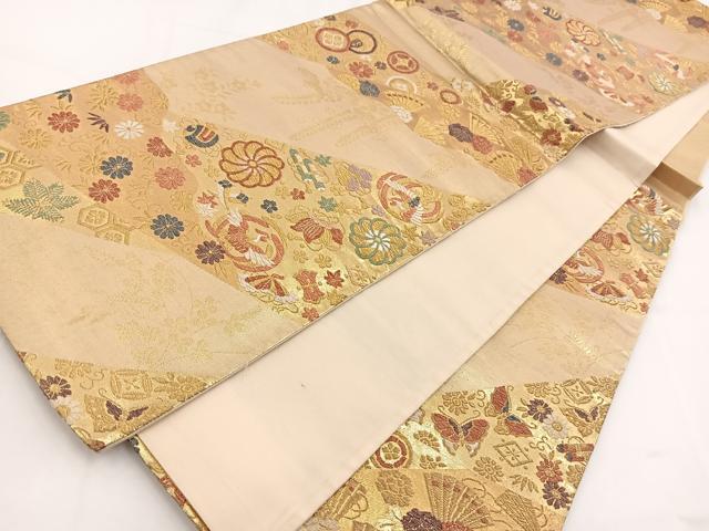 平和屋着物◎六通柄袋帯　唐織　鳳凰吉祥花蝶文　金糸　正絹　逸品　BAAV7481yc