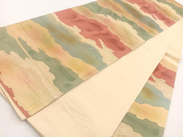 平和屋着物◎六通柄袋帯 道長文 金糸 引箔 正絹 逸品 BAAV7490yc