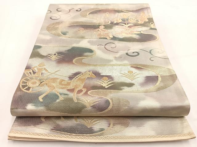 平和屋着物◎六通柄袋帯 狩猟文 金糸 引箔 正絹 逸品 BAAV7491yc