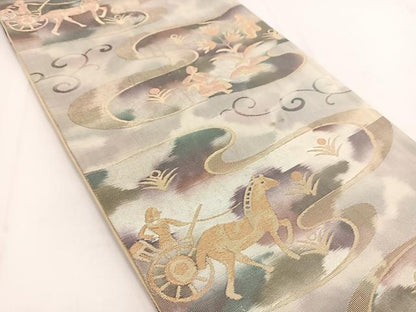平和屋着物◎六通柄袋帯 狩猟文 金糸 引箔 正絹 逸品 BAAV7491yc