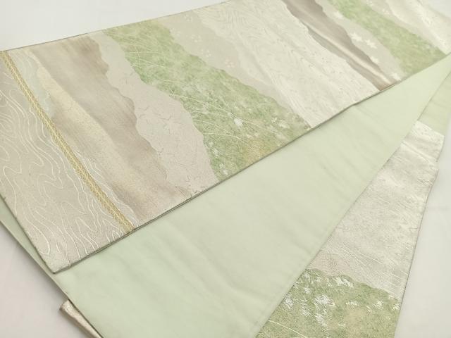 平和屋着物◎六通柄袋帯　流水道長花文　金銀糸　引箔　正絹　逸品　BAAV7510yc