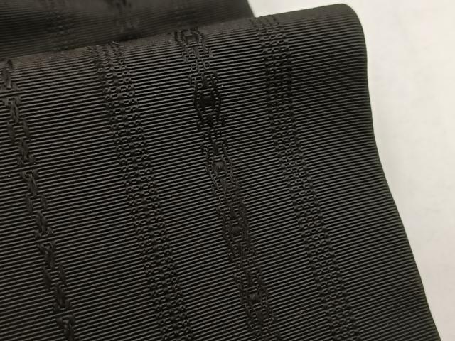 平和屋着物○男性 本場筑前博多織 角帯 献上 黒地 正絹 逸品 BAAV7519yc