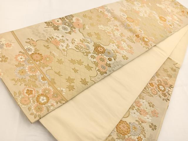 平和屋着物◎六通柄袋帯　唐織　雲取小花文　金銀糸　正絹　逸品　BAAV7562yc