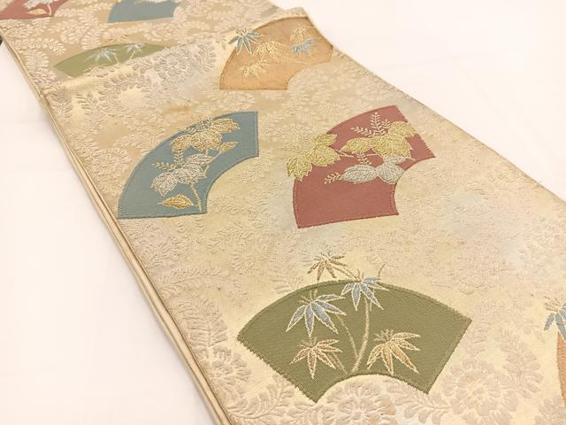 平和屋着物◎六通柄袋帯 唐織 地紙草花文 金銀糸 正絹 逸品 BAAV7565yc