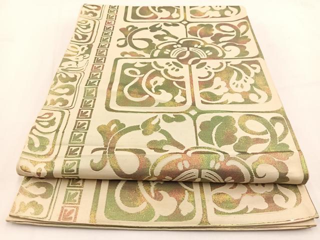平和屋着物◎六通柄袋帯 花唐草文 金糸 引箔 正絹 逸品 BAAV7568yc