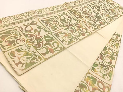 平和屋着物◎六通柄袋帯 花唐草文 金糸 引箔 正絹 逸品 BAAV7568yc