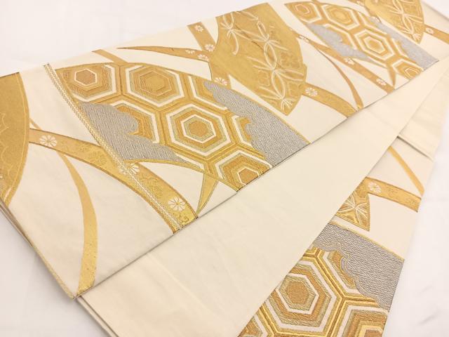 平和屋着物◎西陣 六通柄袋帯 地紙吉祥花文 金銀糸 正絹 逸品 BAAV7575yc