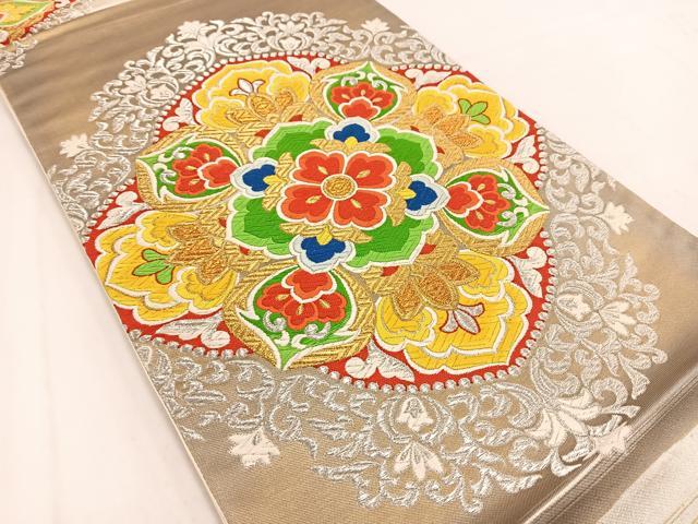 平和屋着物◎六通柄袋帯　唐織　正倉院花文　金銀糸　正絹　逸品　BAAV7611yc