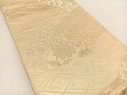 平和屋着物◎六通柄袋帯 切嵌鳳凰更紗花文 金糸 正絹 逸品 BAAV7618yc