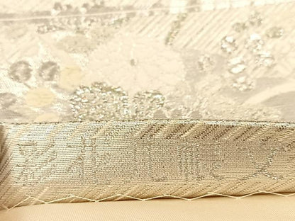 平和屋着物◎六通柄袋帯 唐織 彩花几帳文 綾錦 銀糸 正絹 逸品 BAAV7621yc