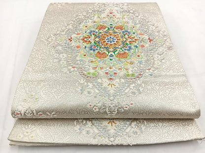 平和屋着物◎六通柄袋帯　唐織　正倉院花文　金銀糸　正絹　逸品　BAAV7625yc