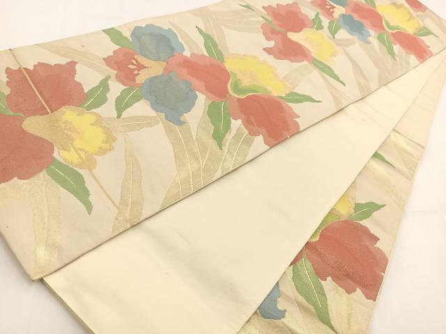 平和屋着物◎六通柄袋帯 カトレア 金糸 正絹 逸品 BAAV7628yc