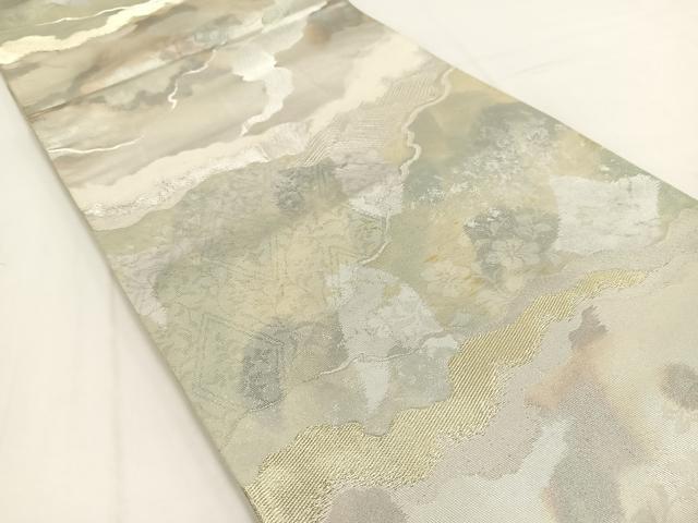 平和屋着物◎西陣 六通柄袋帯 道長立波花文 金銀糸 引箔 正絹 逸品 BAAV7629yc