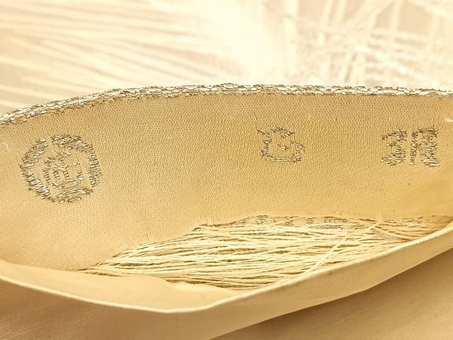 平和屋着物◎六通柄袋帯 唐織 若松葉文 銀糸 正絹 逸品 BAAV7632yc