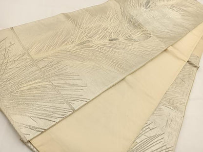平和屋着物◎六通柄袋帯 唐織 若松葉文 銀糸 正絹 逸品 BAAV7632yc