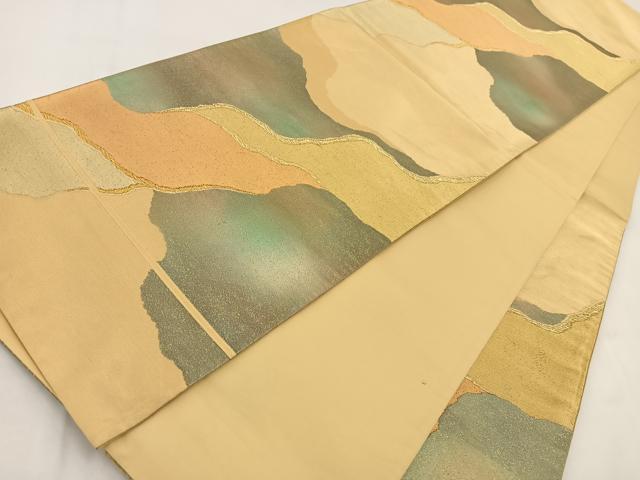 平和屋着物◎六通柄袋帯 切嵌霞文 金糸 引箔 正絹 逸品 BAAV7639yc