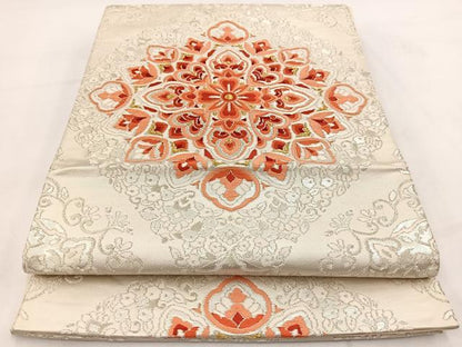 平和屋着物◎六通柄袋帯 唐織 正倉院花文 金銀糸 正絹 逸品 BAAV7640yc