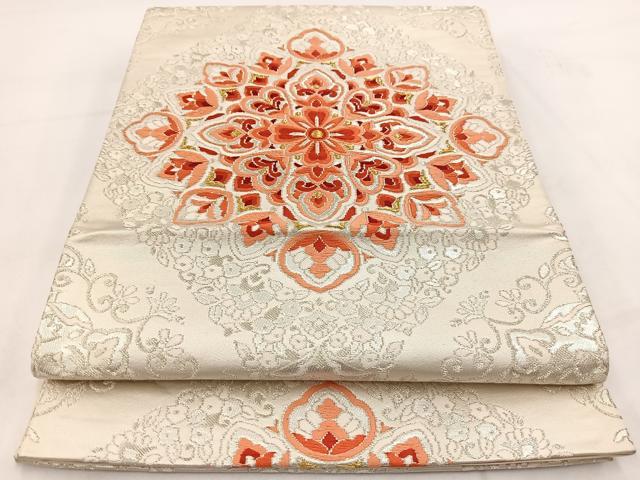 平和屋着物◎六通柄袋帯 唐織 正倉院花文 金銀糸 正絹 逸品 BAAV7640yc