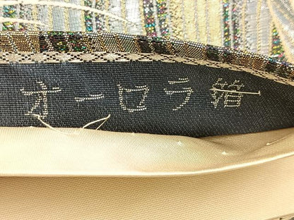 平和屋着物◎六通柄袋帯　唐織　オーロラ箔　飛鶴文　正絹　逸品　BAAV7642yc