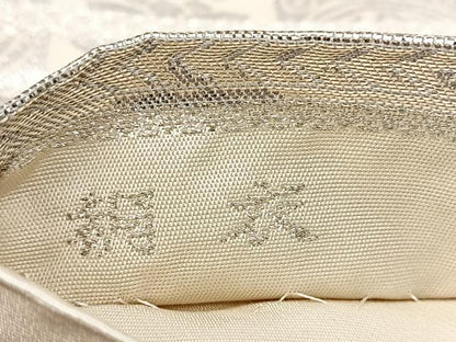 平和屋着物◎六通柄袋帯　絹衣　切嵌更紗花文　銀糸　正絹　逸品　BAAV7655yc