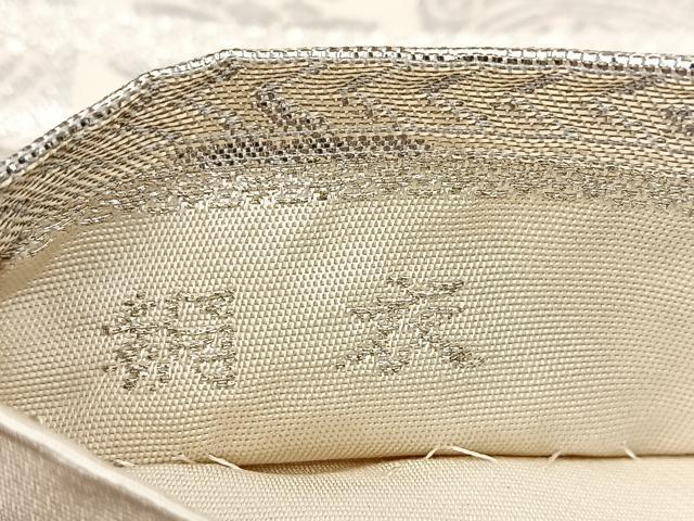平和屋着物◎六通柄袋帯　絹衣　切嵌更紗花文　銀糸　正絹　逸品　BAAV7655yc