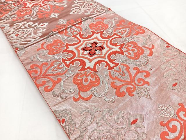 平和屋着物◎六通柄袋帯　唐織　正倉院花文　銀糸　正絹　逸品　BAAV7657yc