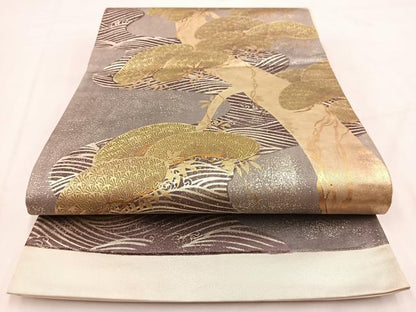 平和屋着物◎太鼓柄袋帯　浜松文　金銀彩　引箔　正絹　逸品　BAAV7667yc