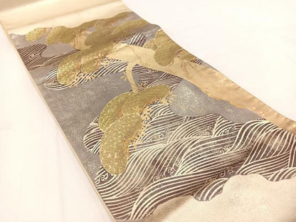 平和屋着物◎太鼓柄袋帯　浜松文　金銀彩　引箔　正絹　逸品　BAAV7667yc