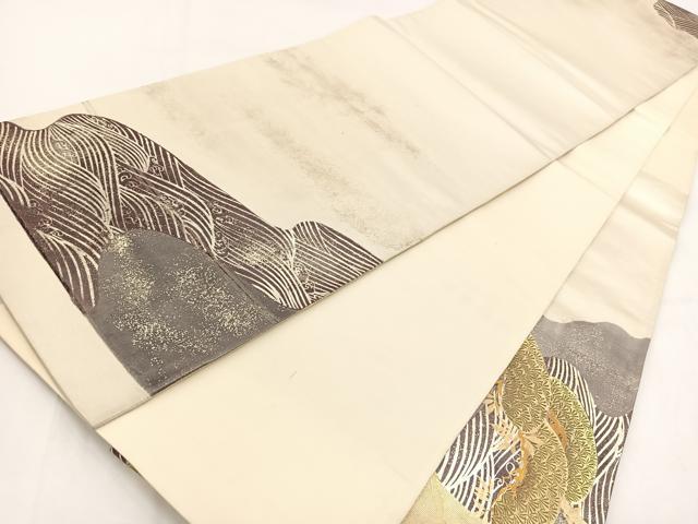 平和屋着物◎太鼓柄袋帯　浜松文　金銀彩　引箔　正絹　逸品　BAAV7667yc