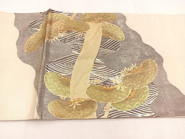 平和屋着物◎太鼓柄袋帯　浜松文　金銀彩　引箔　正絹　逸品　BAAV7667yc