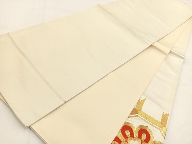 平和屋着物◎太鼓柄袋帯　総駒刺繍　蜀江花文　正絹　逸品　BAAV7669yc