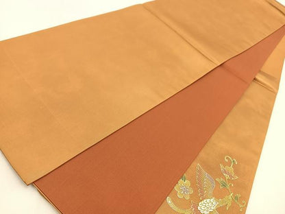 平和屋着物◎太鼓柄袋帯　向かい鳳凰更紗花文　金銀彩　引箔　正絹　逸品　BAAV7670yc