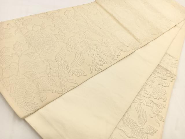平和屋着物◎六通柄袋帯　ふくれ織　鳳凰更紗花文　正絹　逸品　BAAV7674yc