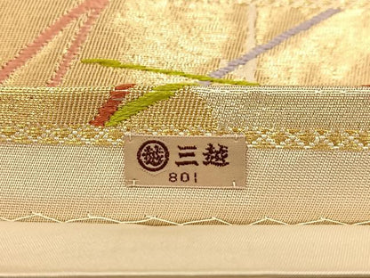 平和屋着物◎六通柄袋帯　唐織　雲取り草葉文　金銀糸　三越扱い　正絹　逸品　BAAV7684yc
